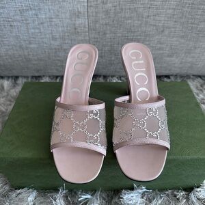 Gucci Crystal-Embellished Mesh Slide Mules